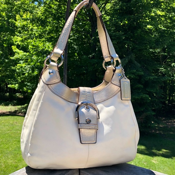 COACH Two-Tone ALL LEATHER 3-Section Lg Bag. WOW!! - Picture 3 of 8